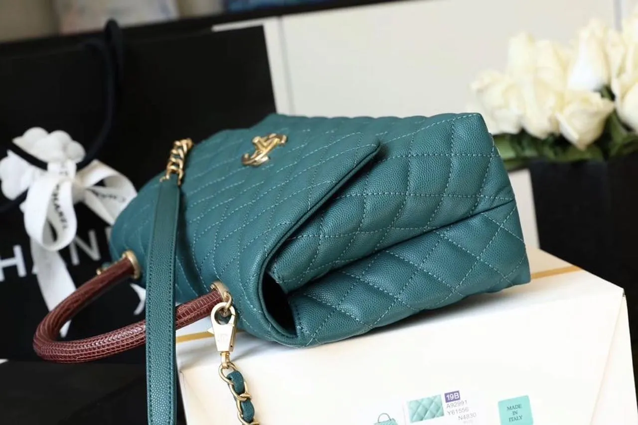 CHLLarge Flap Bag With Top Handle Teal For Women, Women’s Handbags, Shoulder And Crossbody Bags 11in/28cm A92991