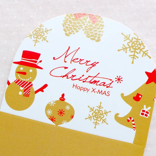 Christmas Packaging Bags / Translucent Plastic Bags with Christmas Base / Gift Wrapping Bags / Favor Packing Bag (5pcs / Gold & White) GB139