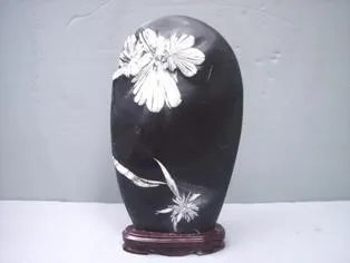Chrysanthemum Stone in Wood Base
