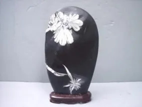 Chrysanthemum Stone in Wood Base