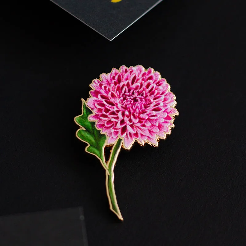 Chrysanthemum v2 Floral Enamel Pin | November Birth Month Flower