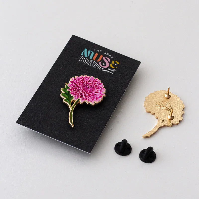 Chrysanthemum v2 Floral Enamel Pin | November Birth Month Flower