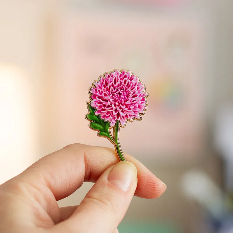 Chrysanthemum v2 Floral Enamel Pin | November Birth Month Flower
