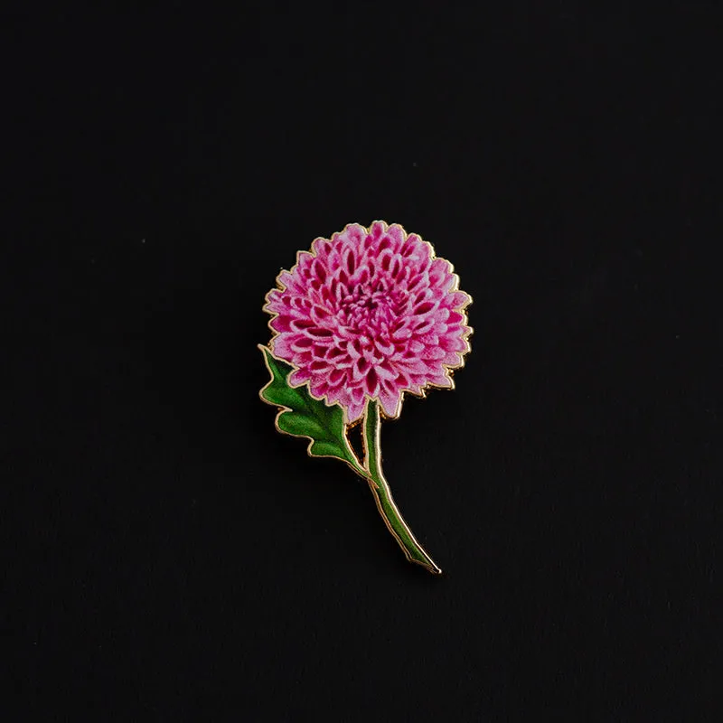 Chrysanthemum v2 Floral Enamel Pin | November Birth Month Flower