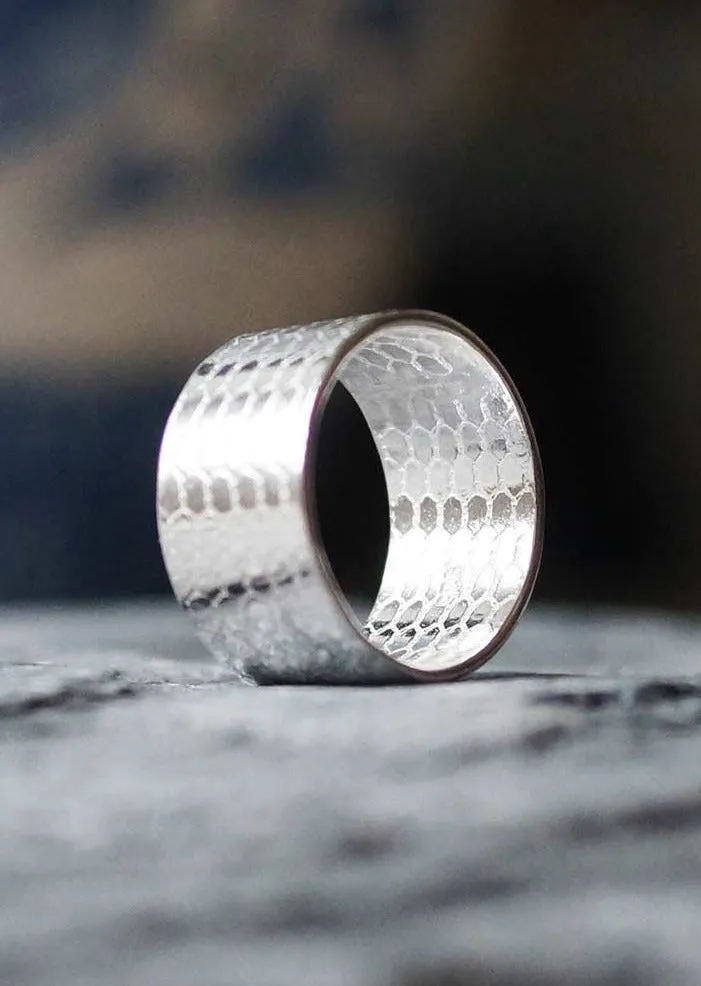 Chunky Mermaid Scale Sterling Silver Ring