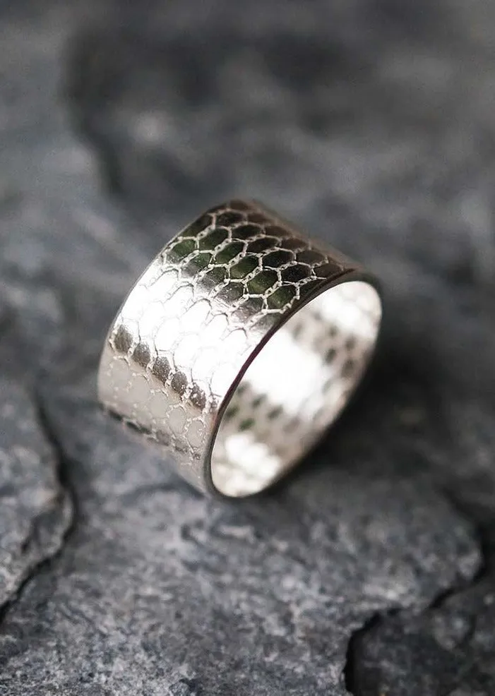 Chunky Mermaid Scale Sterling Silver Ring