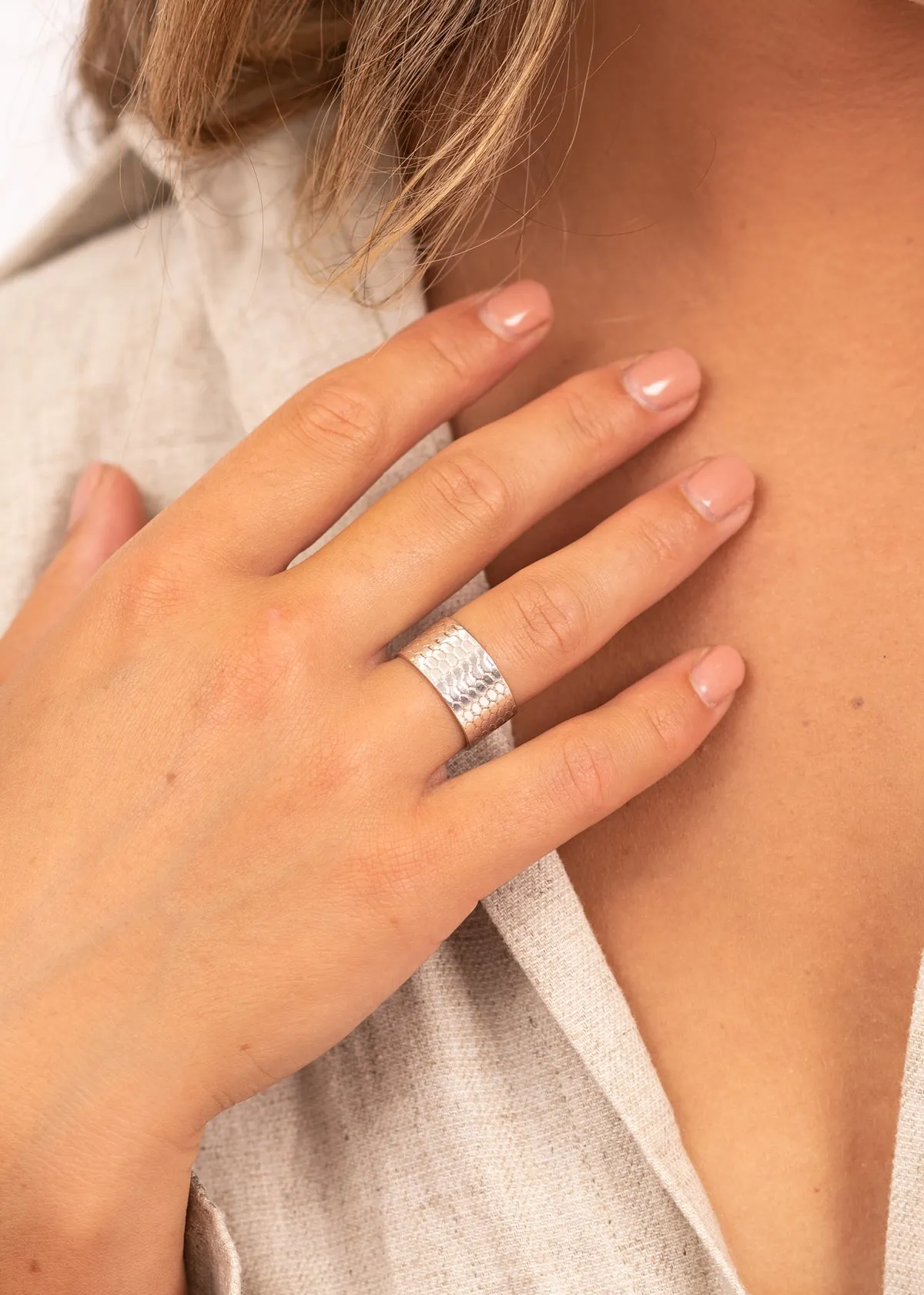 Chunky Mermaid Scale Sterling Silver Ring