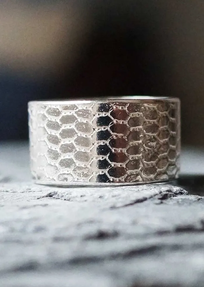 Chunky Mermaid Scale Sterling Silver Ring