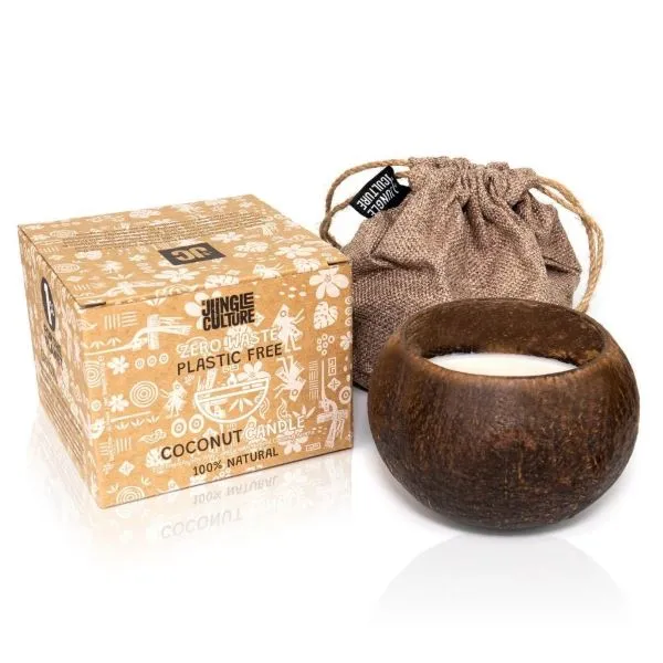 Coconut shell candle with gift bag