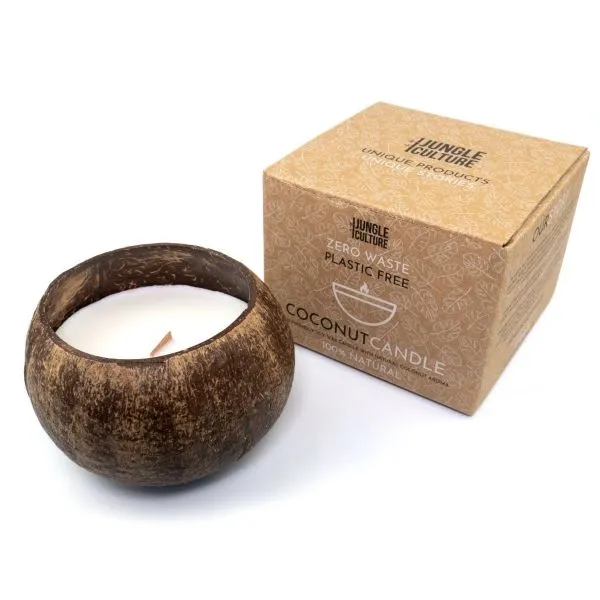 Coconut shell candle with gift bag