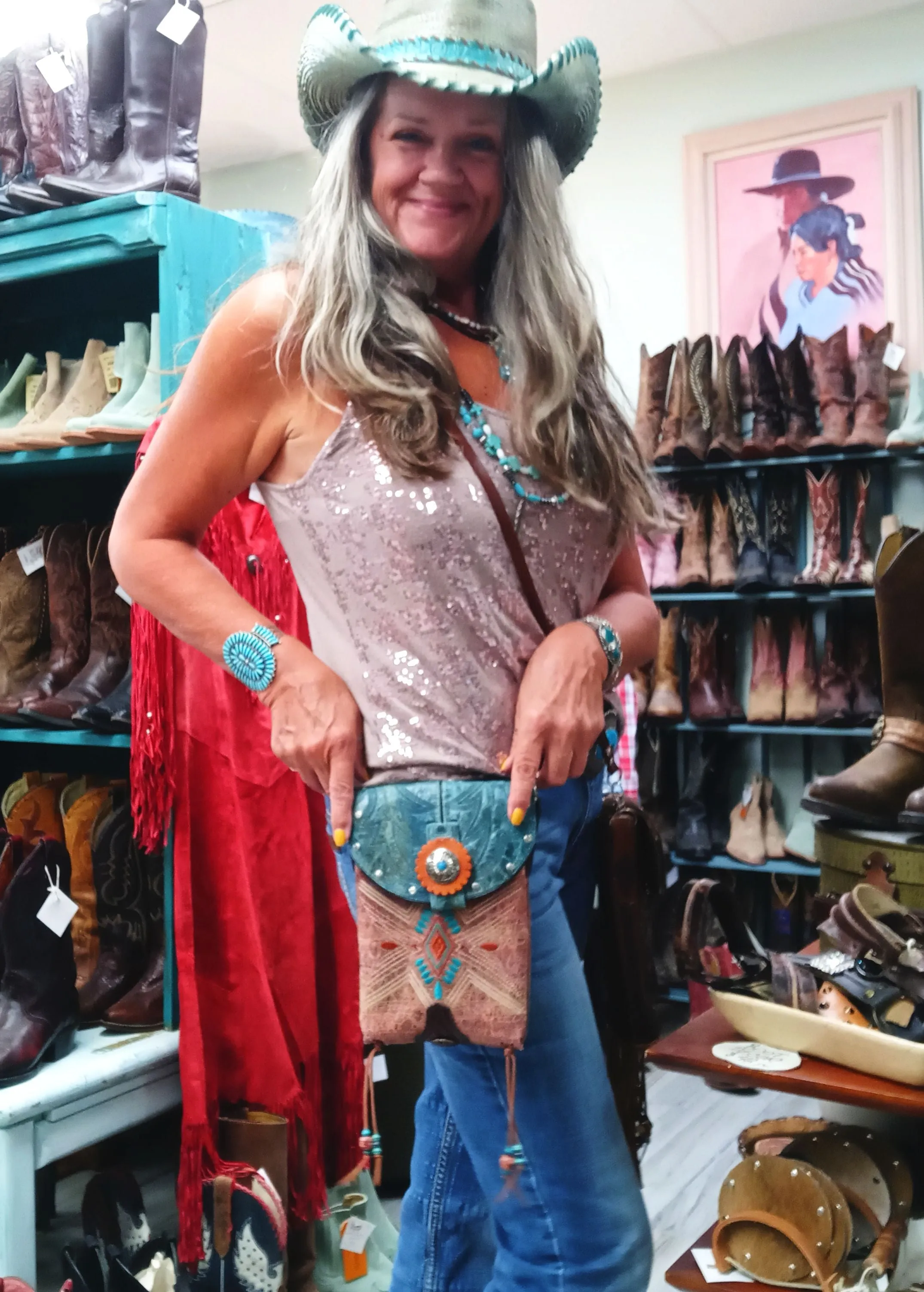 Cowboy Boot Crossbody Hipster Purse HP856