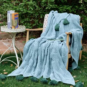 Cozy Knit Pom Pom Blanket (7 Colors)