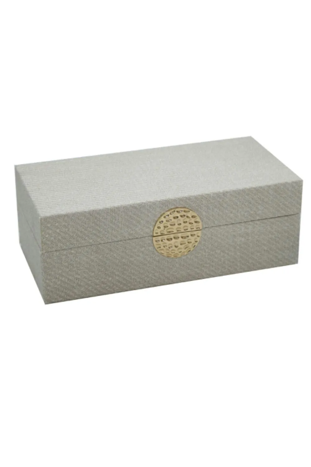 Cream Fabric Box With Beaten Gold Clasp
