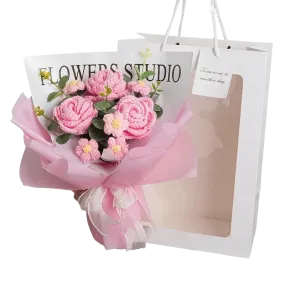 Crochet Flower Bouquet Roses LED Wedding Birthday Gift for Mom Girlfriend