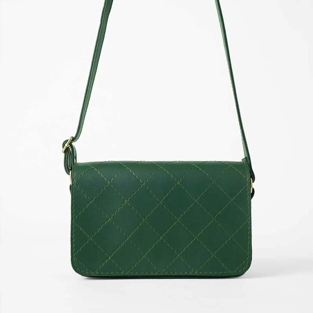 Cross Stitch Crossbody Bag Green