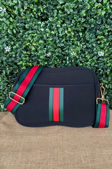Crossbody Striped Neoprene Purse
