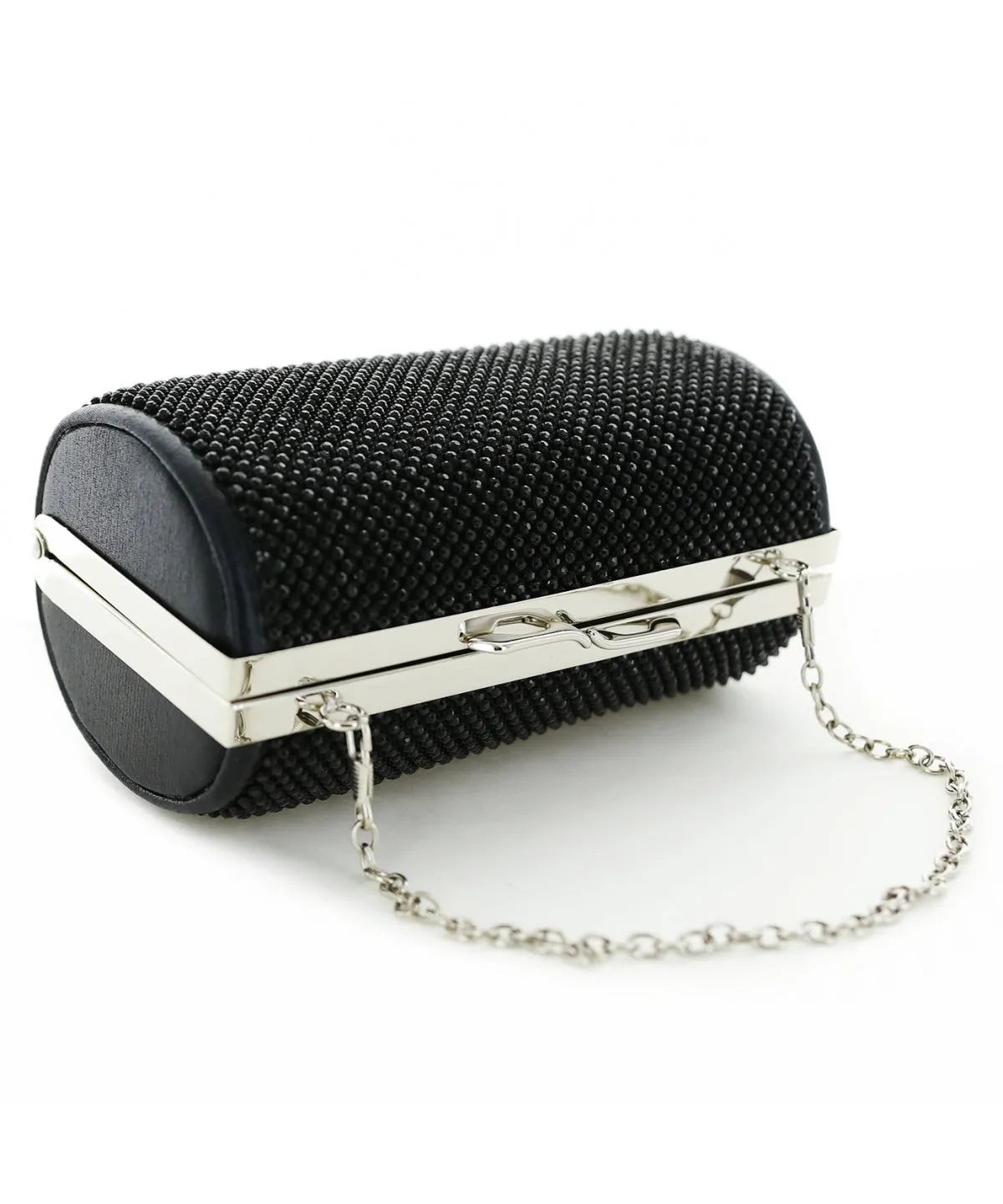 Crystal Embellished Cylinder Clutch Evening Bag