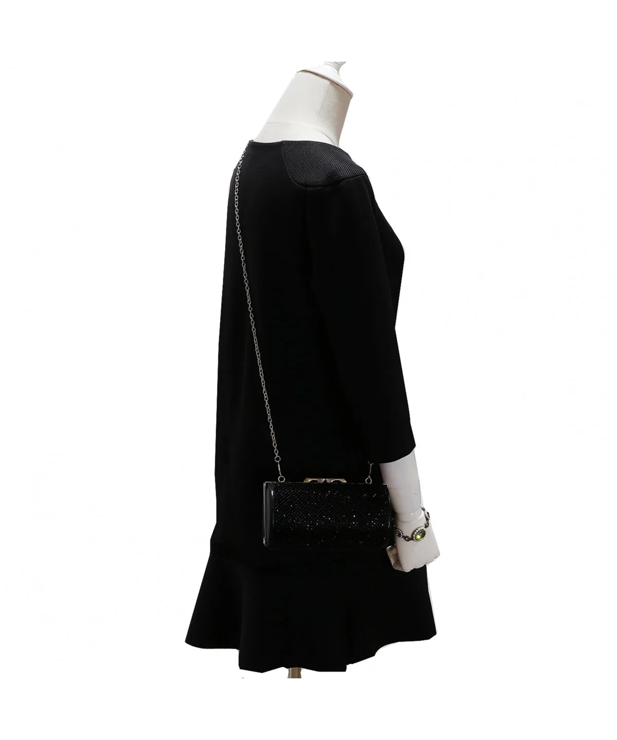 Crystal Embellished Cylinder Clutch Evening Bag
