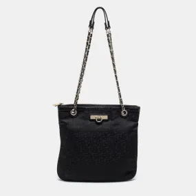 DKNY Black Signature Canvas Chain Shoulder Bag