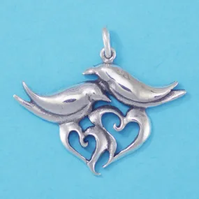 Doves with Hearts Charm