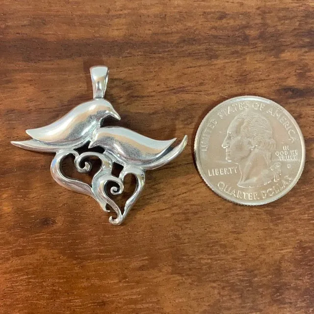 Doves with Hearts Pendant