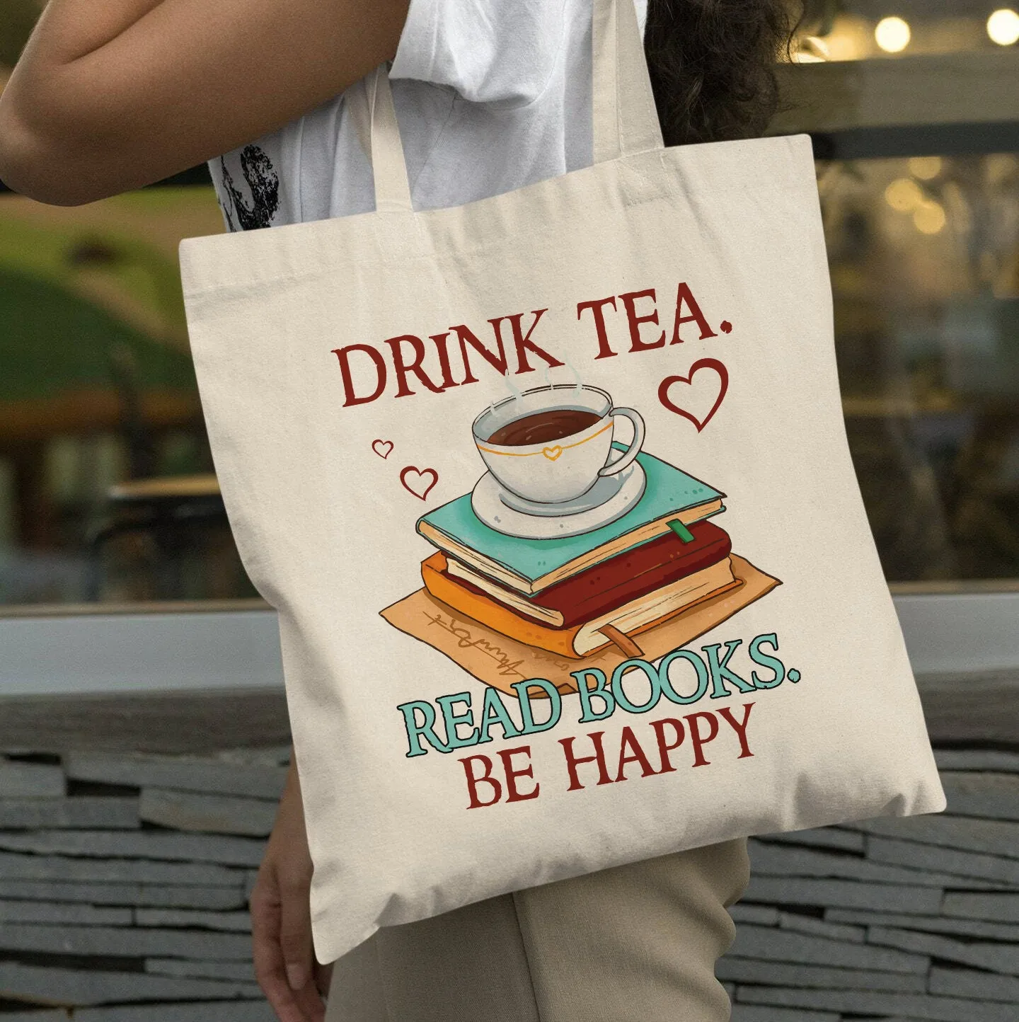 Drink Tea Read Books Be Happy Book Lovers Gift TBW09