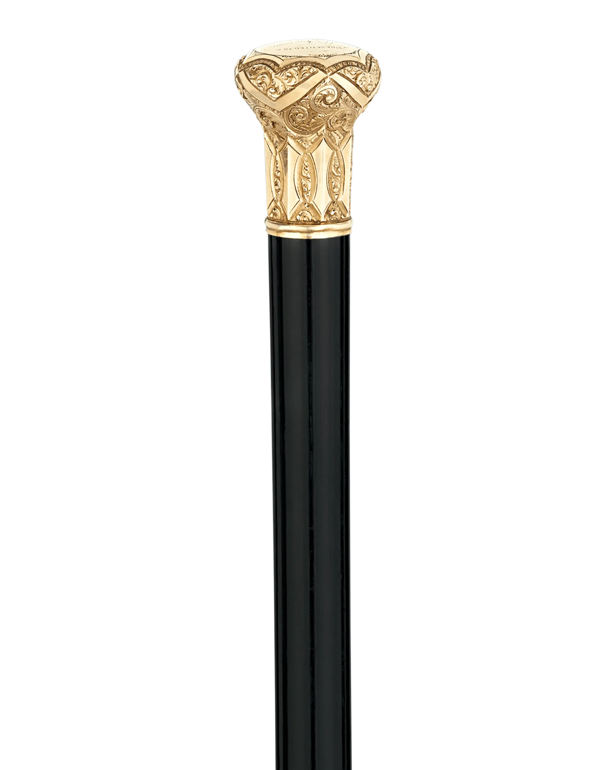 Ebonized Wood Gold Knob Presentation Cane