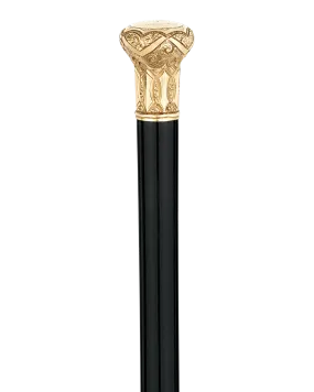 Ebonized Wood Gold Knob Presentation Cane