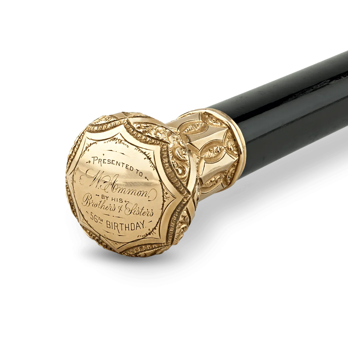 Ebonized Wood Gold Knob Presentation Cane
