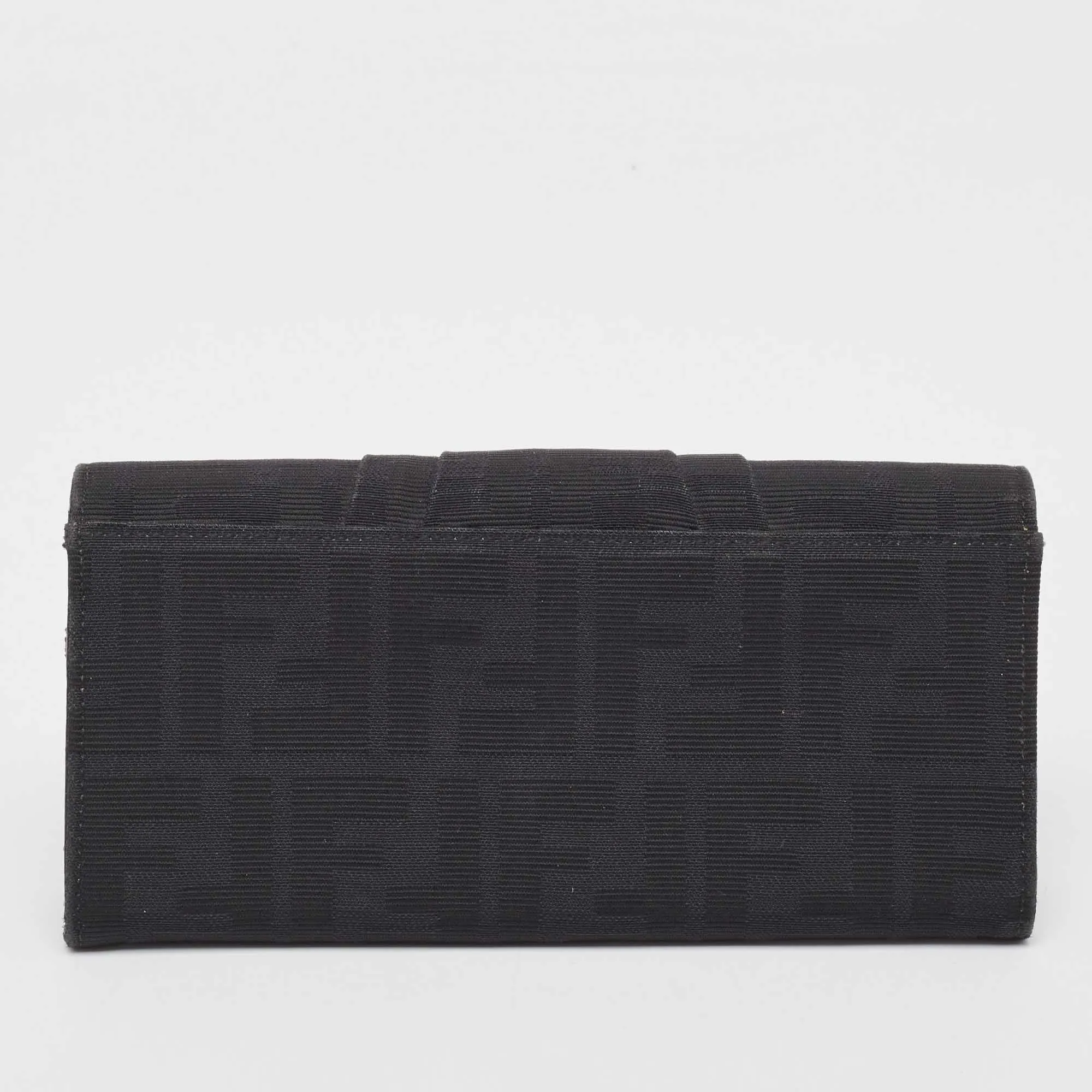 Fendi Black Zucca Canvas And Patent Leather Mia Continental Wallet