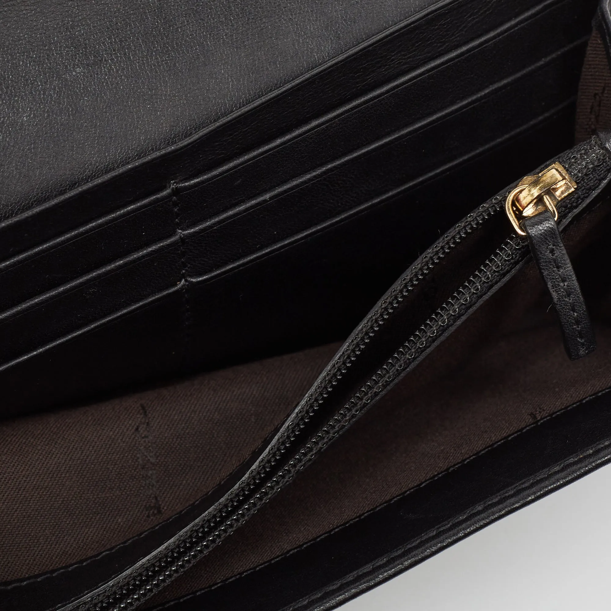 Fendi Black Zucca Canvas And Patent Leather Mia Continental Wallet