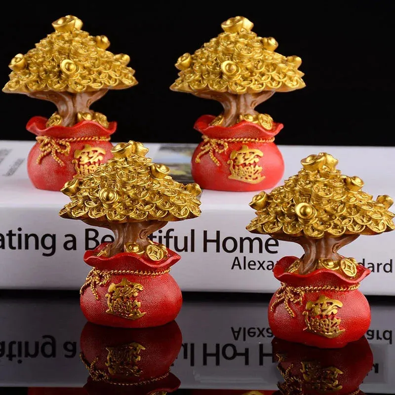 Feng Shui Money Tree Bag Figurine Chinese Moneytree Wealth Figurine