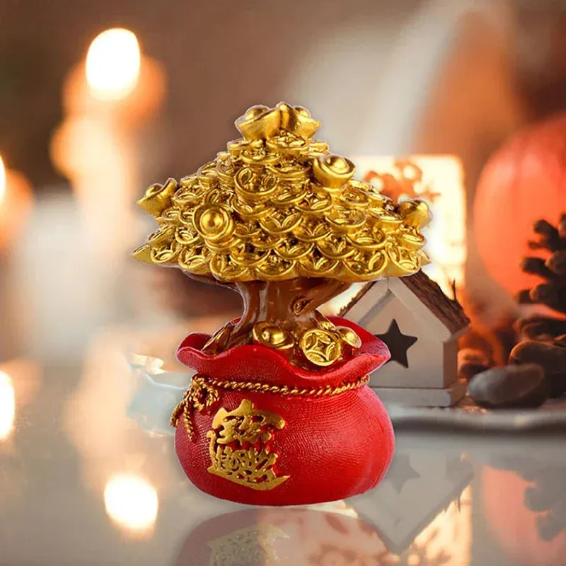 Feng Shui Money Tree Bag Figurine Chinese Moneytree Wealth Figurine