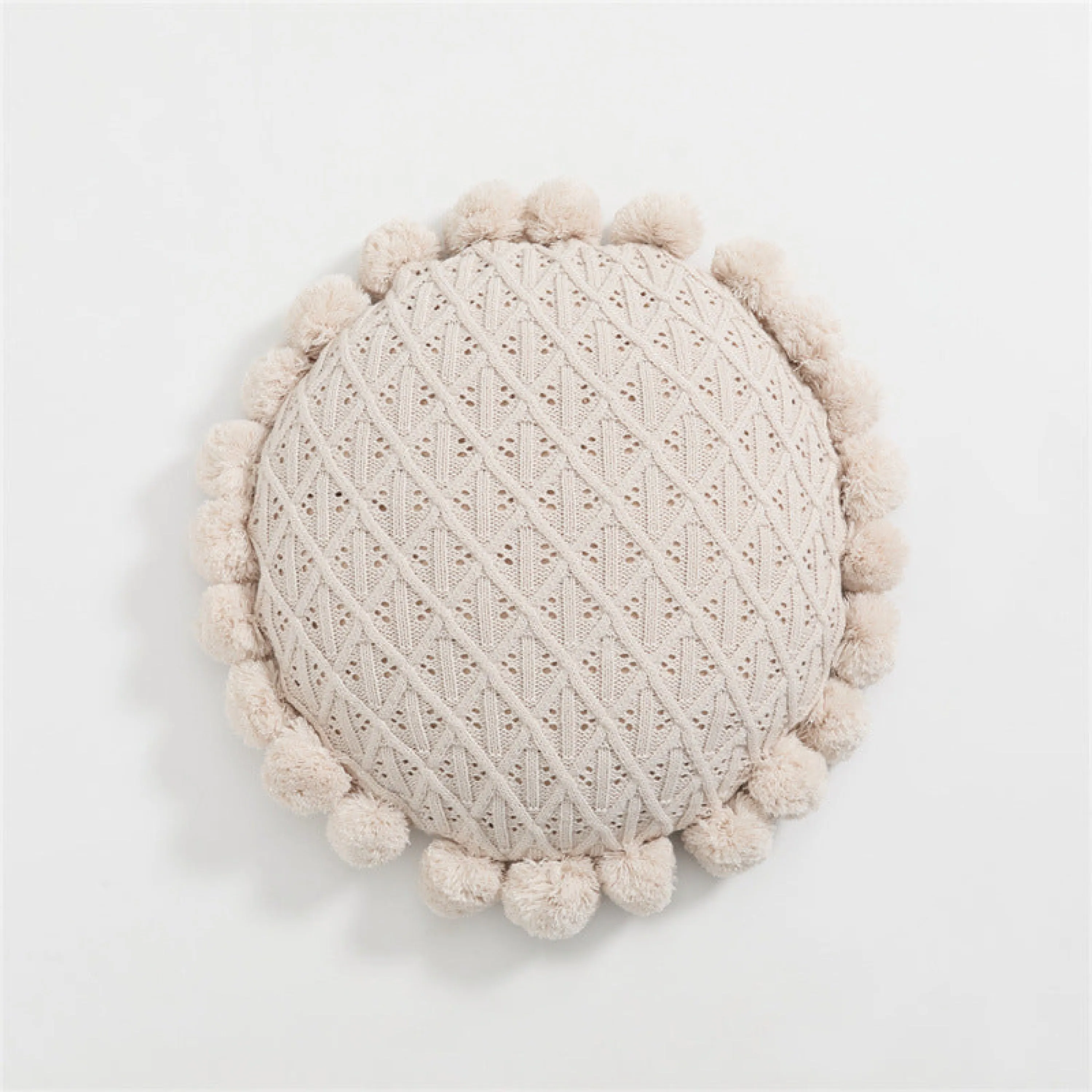 Fuzzy Ball Round Pillow / Pumpkin Orange