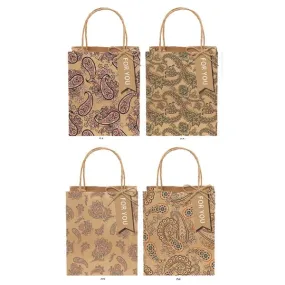 GIFT BAG Paisley Patterns LGE 26x32x12cm 4asst