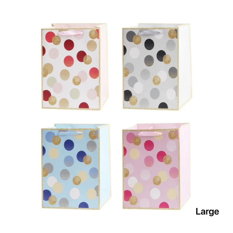 Glitter Polka Dot Large Gift Bag - 32cm x 26cm x 10cm