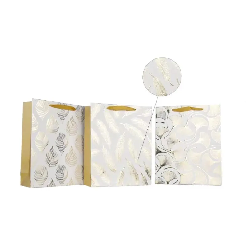 Golden Leaf Foiled & Embossed Medium Gift Bag - 24cm x 18cm x 10cm