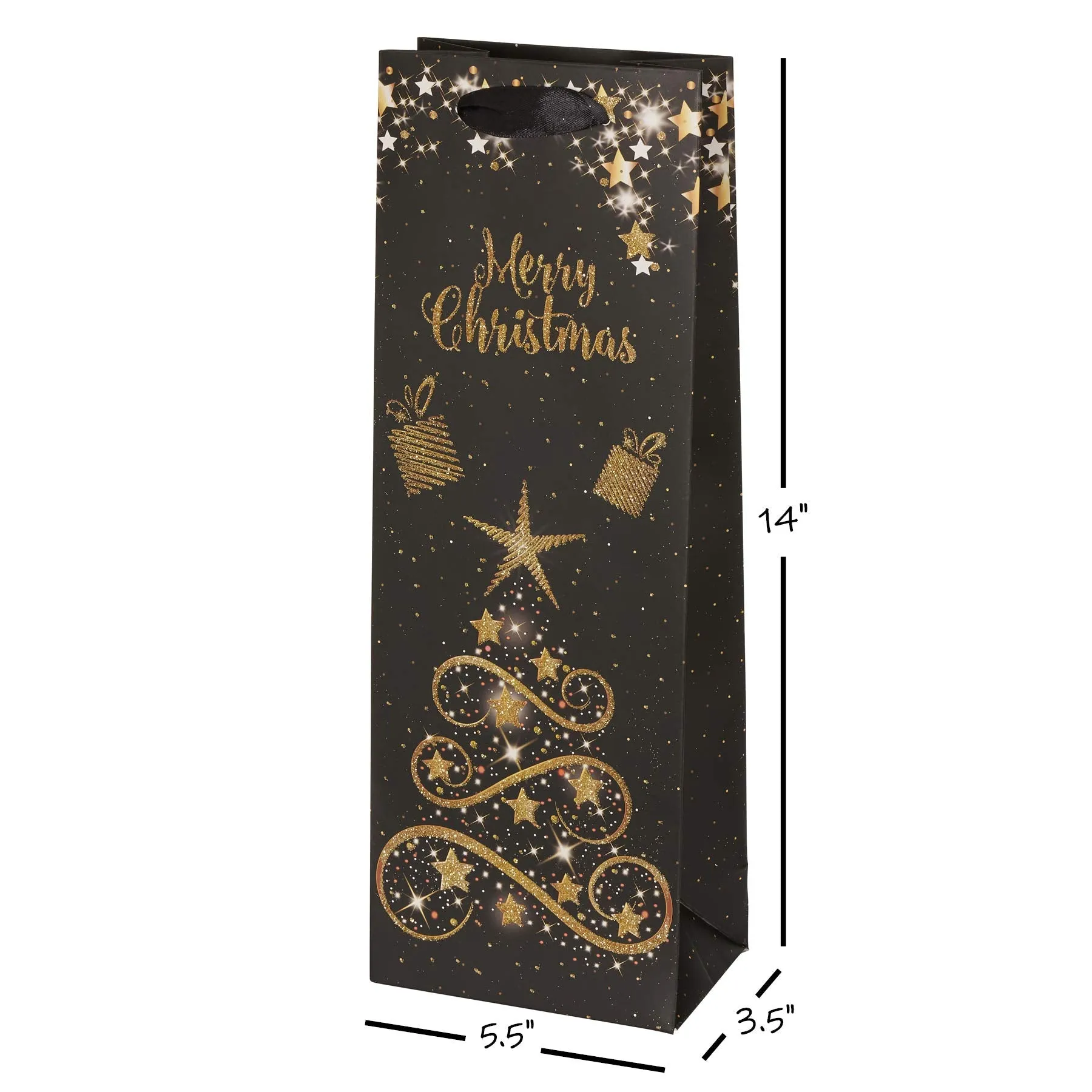 Holiday Wine Gift Bags - Black And Gold Wine Bags - Elegant Gold And Black Xmas Gift Bags