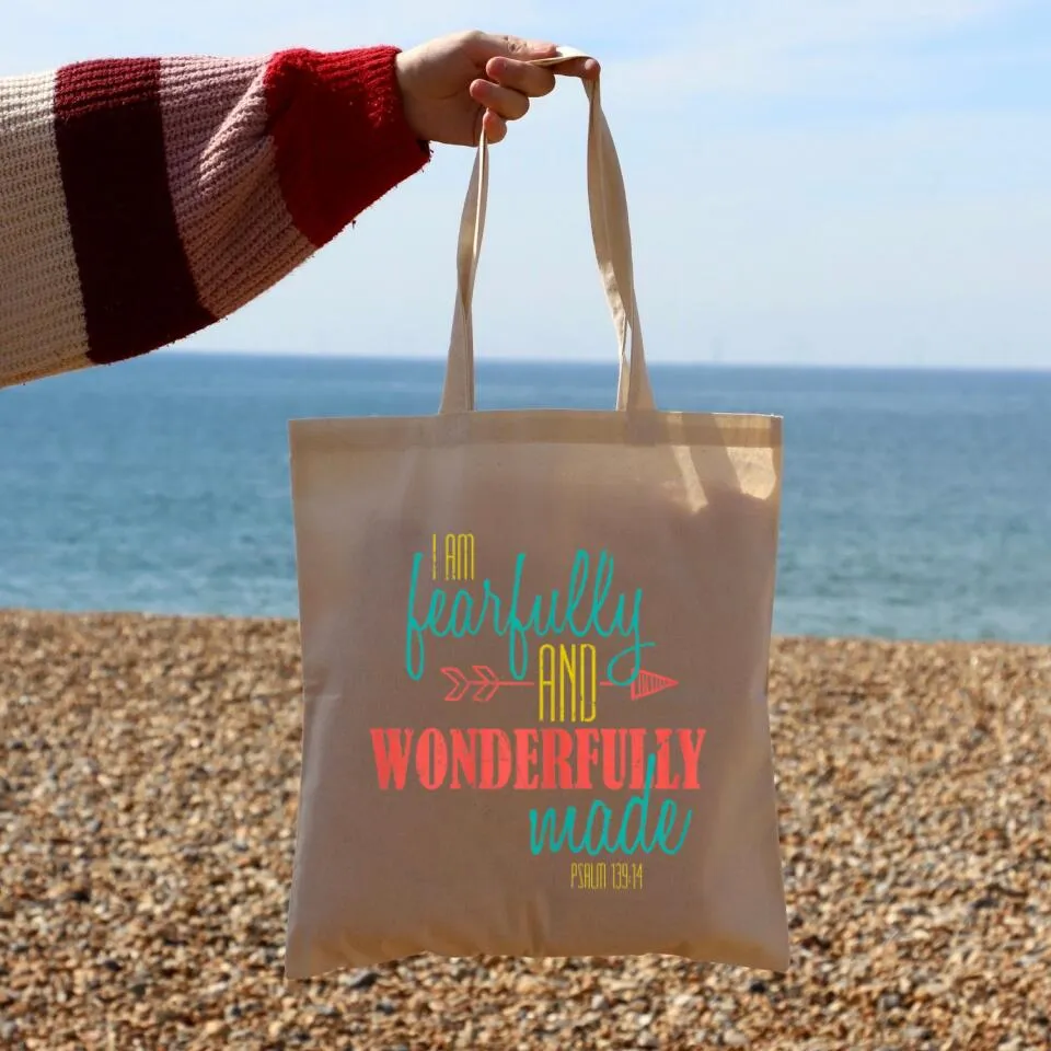 I Am Fearfully And Wonderfully Made Canvas Tote Bags - Christian Tote Bags - Religious Tote Bags - Gift For Christian - Ciaocustom