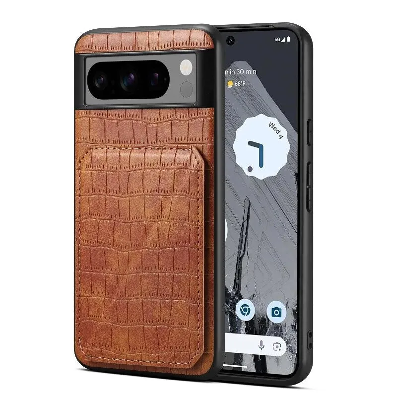 Insert Card Magnetic Hidden Bracket Leather Phone Case For Google Pixel 8 7