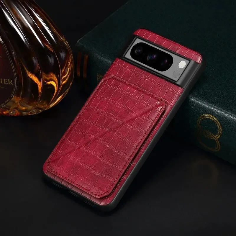 Insert Card Magnetic Hidden Bracket Leather Phone Case For Google Pixel 8 7