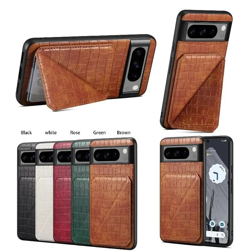 Insert Card Magnetic Hidden Bracket Leather Phone Case For Google Pixel 8 7