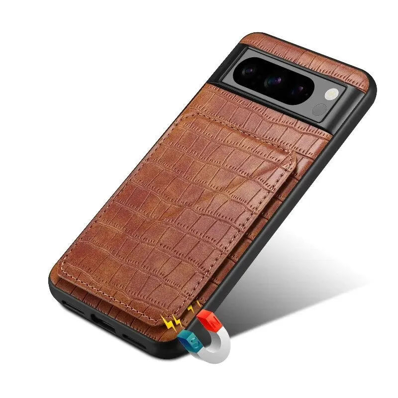 Insert Card Magnetic Hidden Bracket Leather Phone Case For Google Pixel 8 7