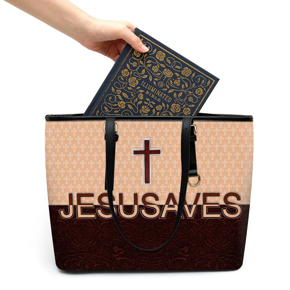 Jesusaves Large Pu Leather Tote Bag For Women - Mom Gifts For Mothers Day