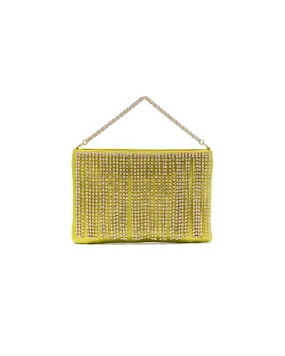 Katie crystal fringe green clutch