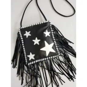 KurtMen Black with White Stars Crossbody Bag