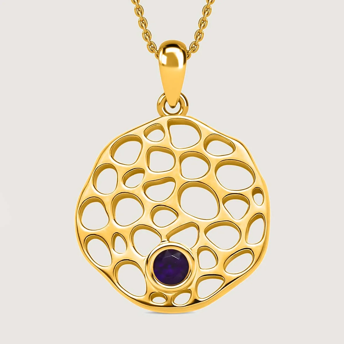 Lattice Disc Birthstone Pendant with FREE Chain