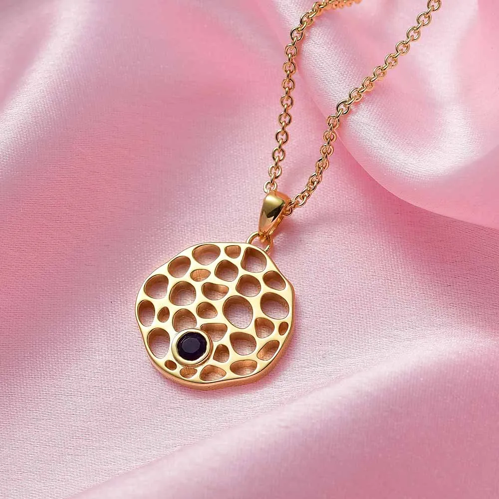 Lattice Disc Birthstone Pendant with FREE Chain