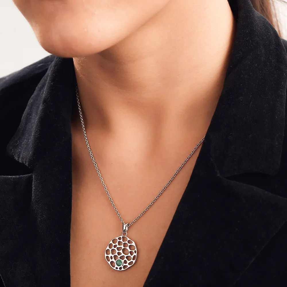 Lattice Disc Birthstone Pendant with FREE Chain