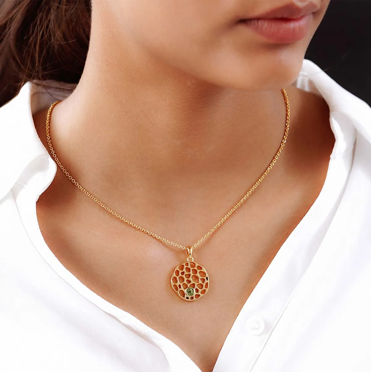 Lattice Disc Birthstone Pendant with FREE Chain